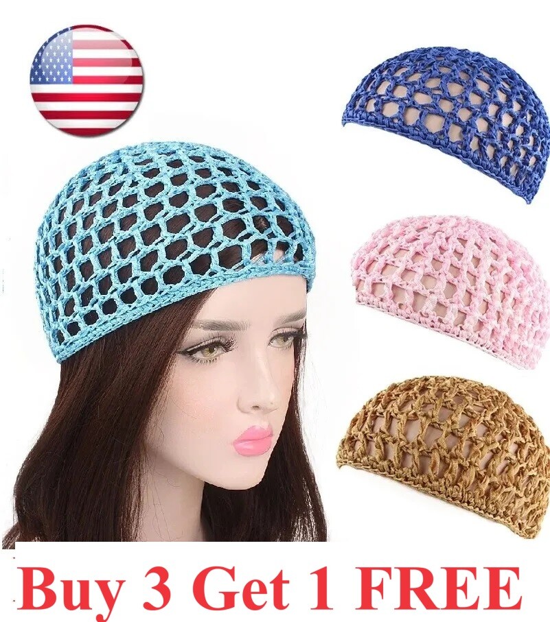 Women Mesh Hair Net handmade Crochet Cap Kufi Caps Snood Sleeping Cover Hat
