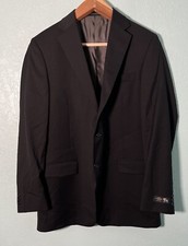 NWT Hart Schaffner Marx Solid Black Wool 2Btn Suit Jacket Size 44 Long USA Made