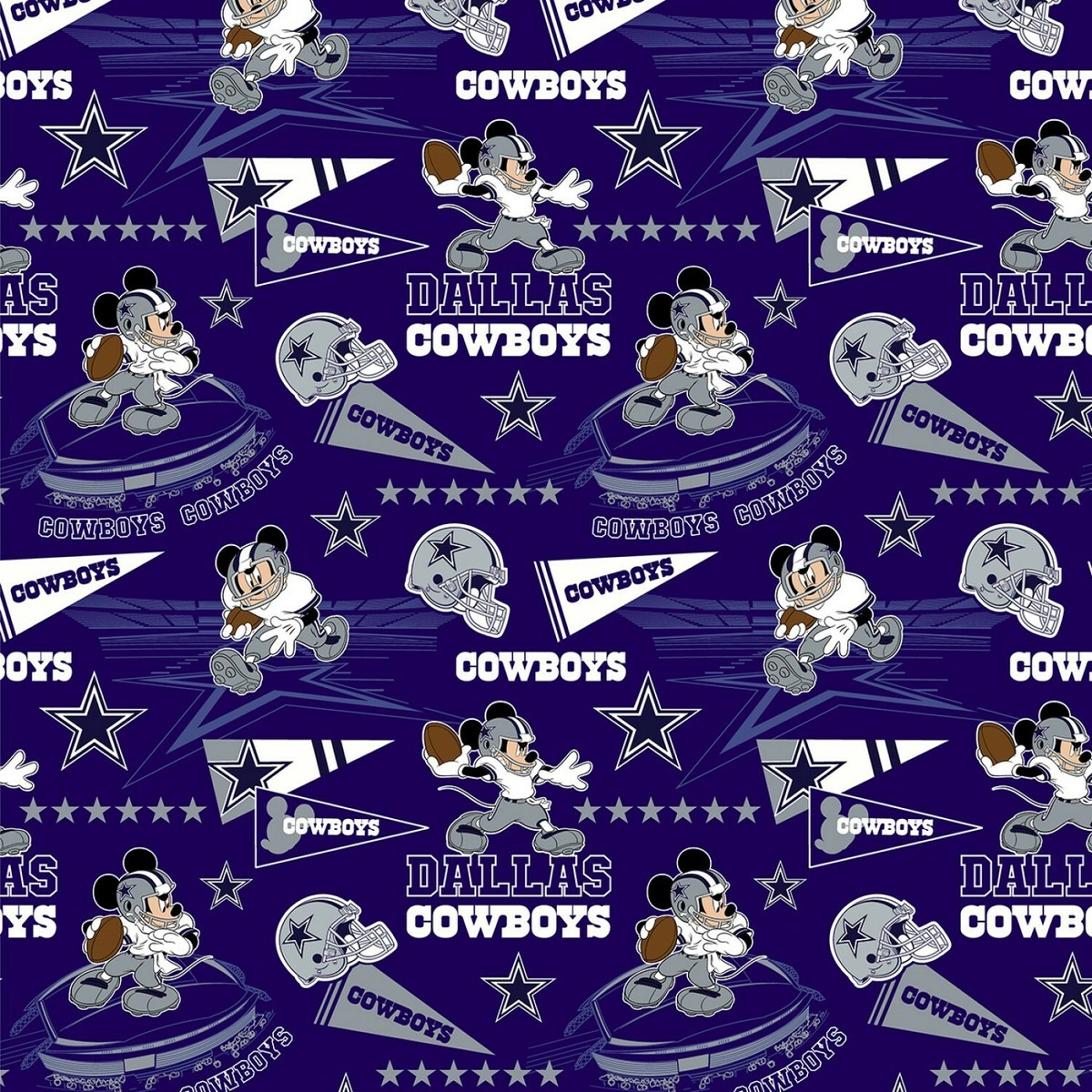 BTHY NFL Disney Mickey Dallas Cowboys Logo Cotton Fabric By The