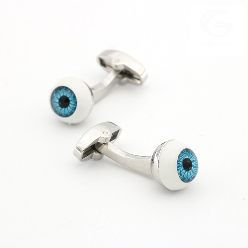 Men Blue Cufflinks Design Brass Cuff Buttons On Regular Shirt Suit Tuxedo Deco - Picture 2 of 8