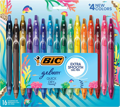 Gelocity Quick Dry Ocean Themed Gel Pens, Medium Point (0.7Mm), 16-Count Gel Pen
