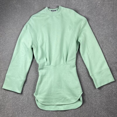 The Attico Green Long Sleeve Round Neck Palmer Mini Dress Size