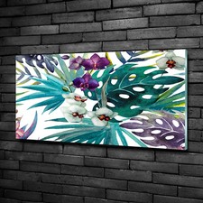 Quadro in vetro quadri da parete stampa su vetro 100x50 fiori e piante fiori tropicali