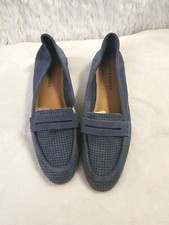 700 Lucky Brand Women's Size 8 Blue Suede Perforated Slip on Loafers