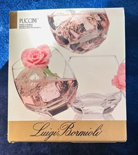 Luigi Bormioli 4 Puccini Blown Crystal Double Old Fashion 12 oz NIB Glass Italy