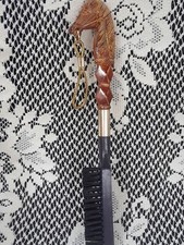 Vintage Plastic Resin Horse Head Brown Black Gold Hair Garment Brush 10.5"