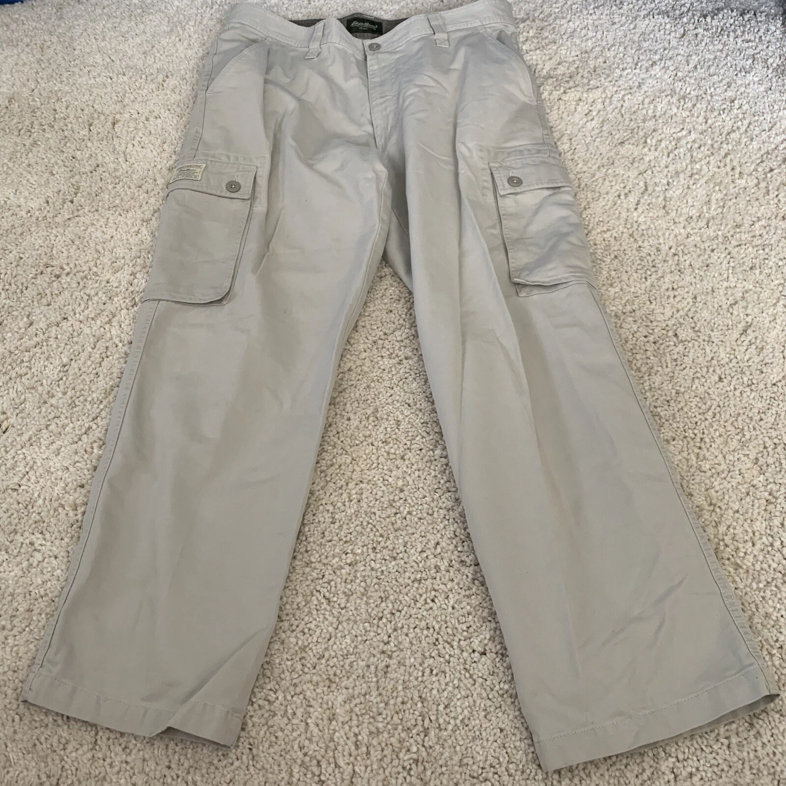 Eddie Bauer Cargo Pants Mens Sz 36x30 Straight Hiking Active Pants Stone Beige