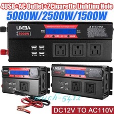 Inversor Para Carro Auto Coche Convertidor De Corriente 5000W 2500W 12V a 110V