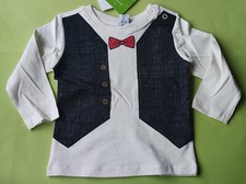 Baby Jungen LangarmShirt weißgrau festlich B...