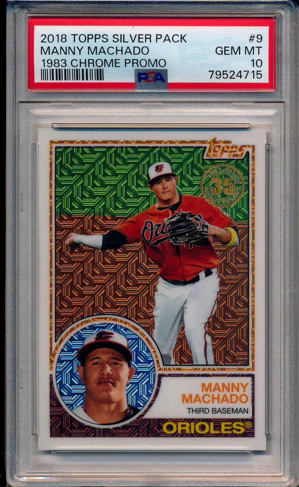 Manny Machado #9 Baseball Cards 2018 Topps Silver Pack 1983 Chrome Promo trading card — raw and PSA graded price guide