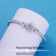 1CT D Color Moissanite Women's Bracelet 925 Sterling Silver Round Cut VVS1 GRA