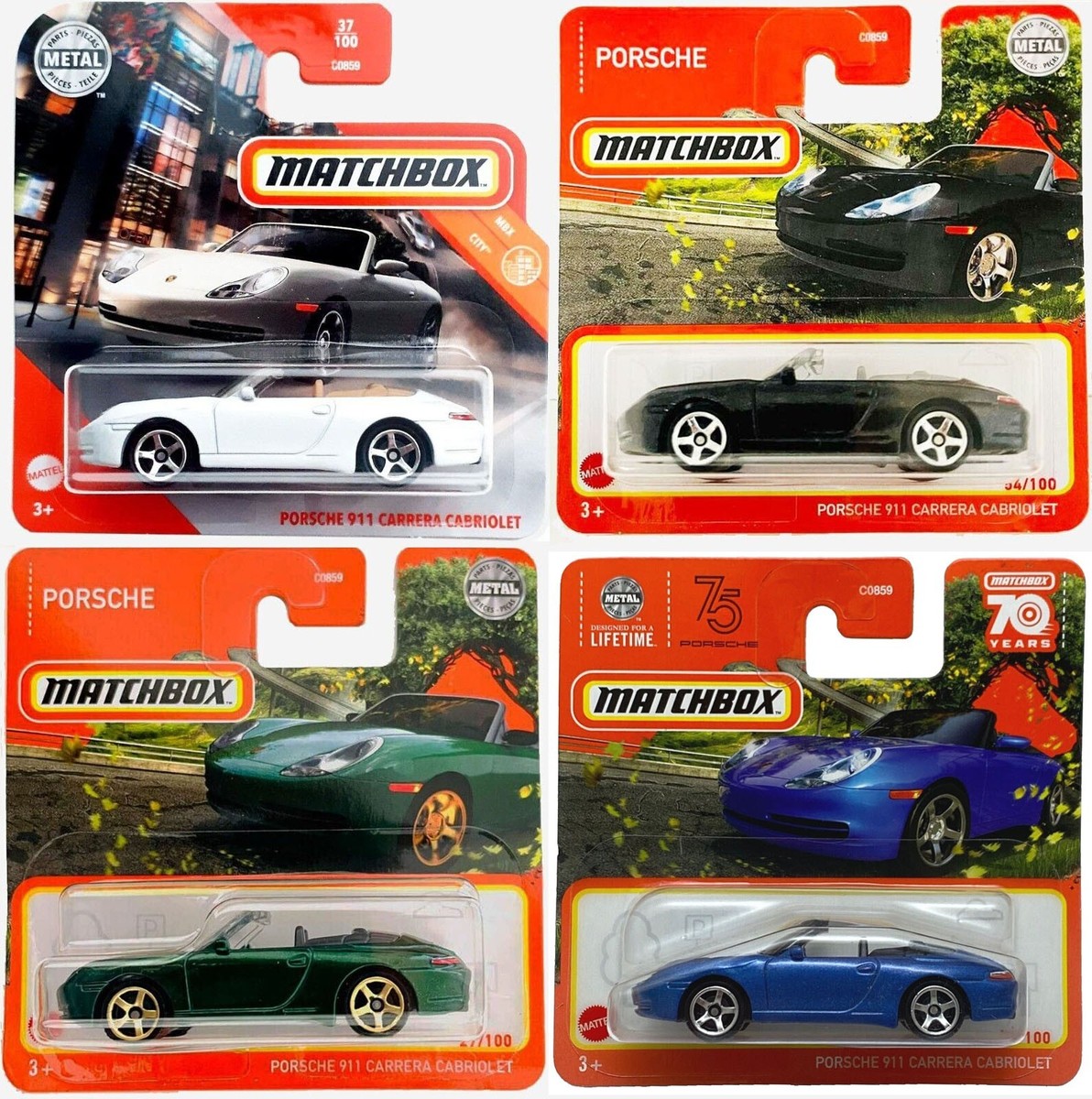 Matchbox Porsche 911 Carrera Cabriolet Rot – Modellauto Spielzeug