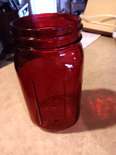 Vintage Red Jar Jardin Est. 1946 Measuring Marks Not Food Safe - Picture 2 of 8