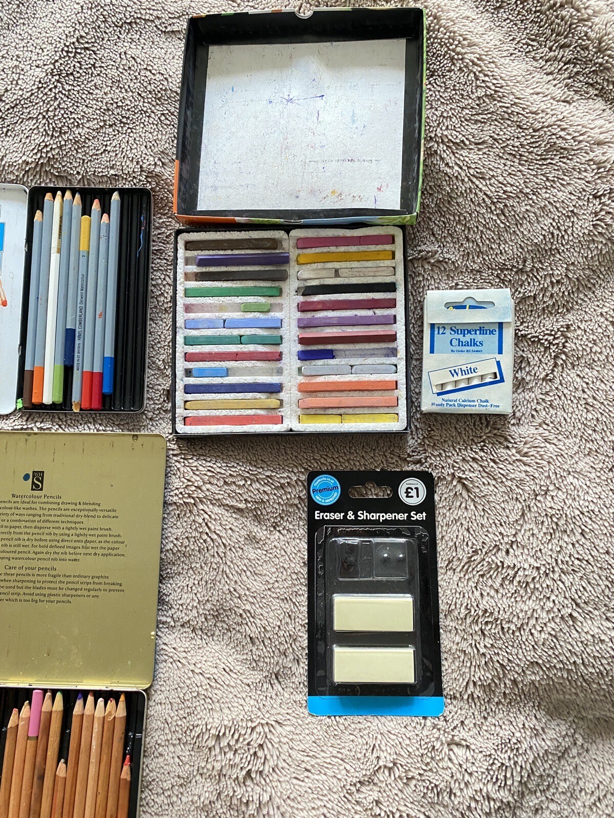 Vintage Drawing Pencils, Watercolour Pencils Pastels, Chalks, Artist