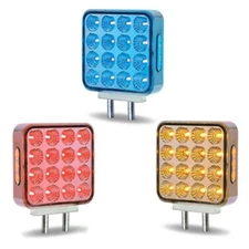 Double Faced Dual Revolution LED Square Fender Lights Blue/Amber/Red