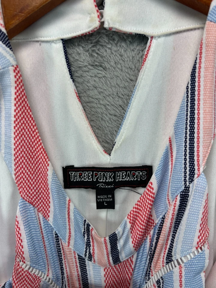 Trixxi Three Pink Hearts Maxi Dress Juniors Large Pink Stripe IVOCORAL Sleeveles - Image 3 of 4