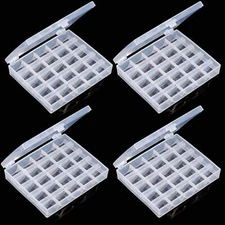 4 Pack 25 Slots Empty Bobbin Spool Box Plastic Storage Case for Sewing Machine