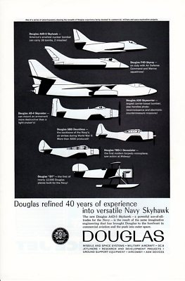 Vintage print ad 1961 Douglas Airlines 7 planes Skyray Skyraider Devastator ad