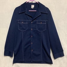 VTG RARE 70s Jantzen 100 Blue Shirt Pointed Collar Sz 42 Retro USA Made Classy