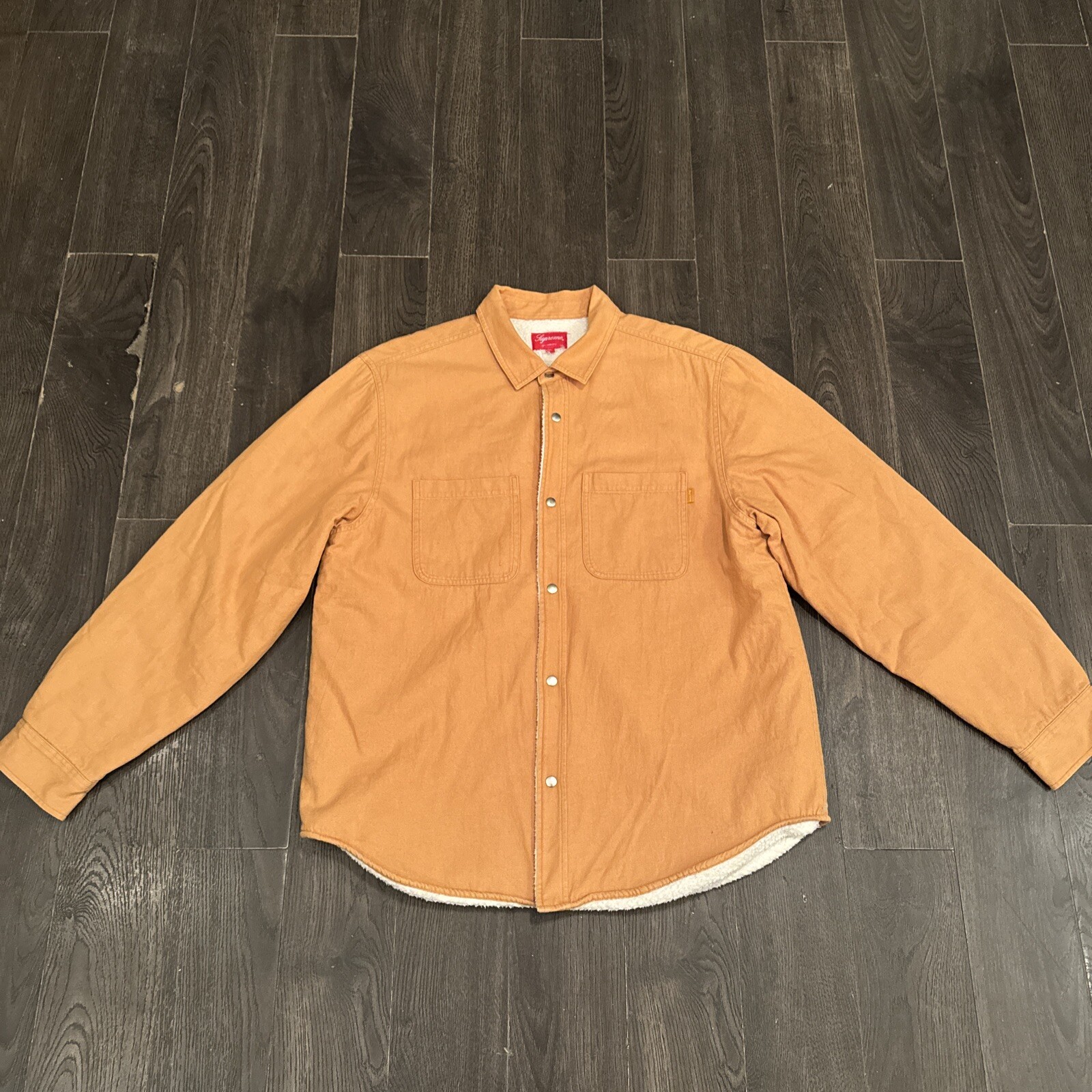 Rare Size Extra Large - Supreme FW18 Faux Shearling Lined Work Shirt Denim