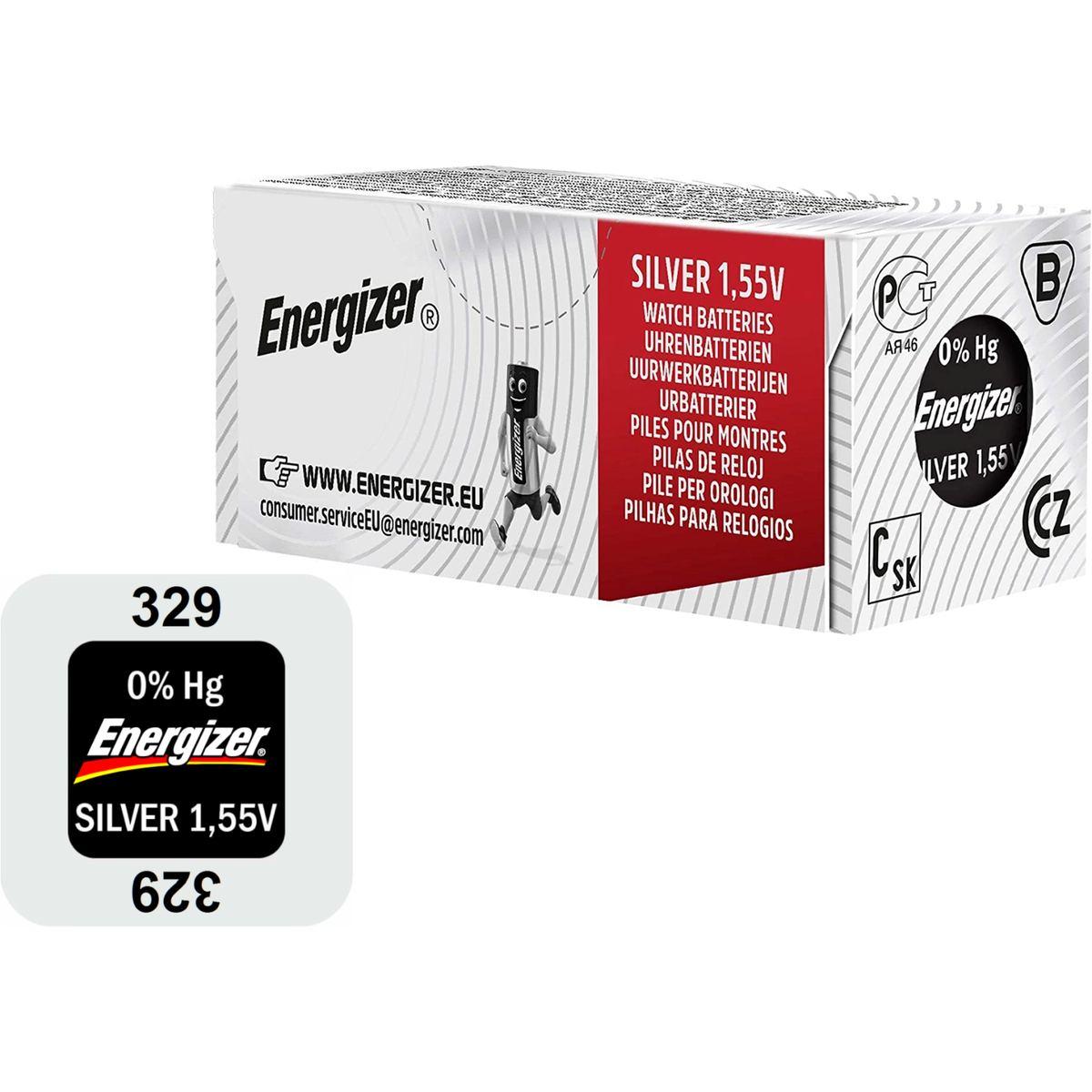 Energizer 329 Pila Batteria Orologio Mercury Free Silver Oxide SR731SW 1.55V - Foto 4