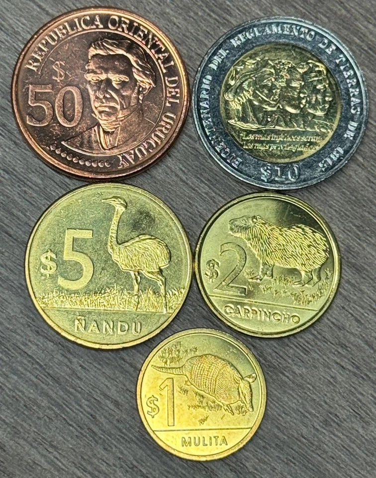 Uruguay Coin Lotx5 Wildlife & Commemorative $1-$2–$5-$10-$50 Collectible 2011-15 - Image 3 of 4