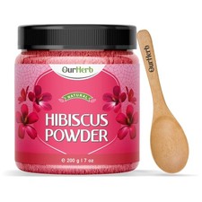 OurHerb Organic Hibiscus Flower Powder for Face  Hair - 200g Natural Care