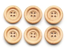 12 PCS 21mm Wooden Buttons, 4 Holes, Round, Wood, Sewing, DIY Crafts, B739