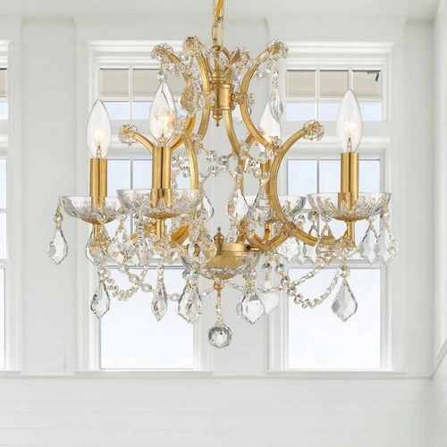 Filmore 17 1/2" Wide Antique Gold Crystal 4-Light Chandelier - Picture 1 of 9