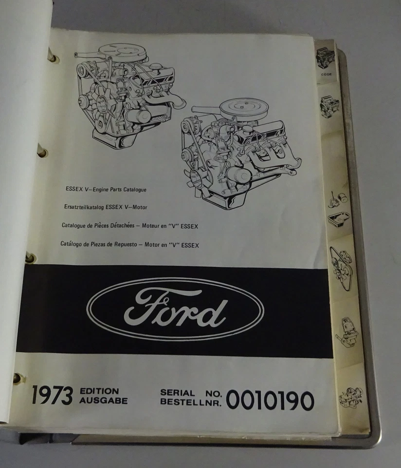 Catalogo Parti Ford Essex Motore V4 + V6 1 In Capri Transit Granada 1973/1974 - Immagine 2 di 4