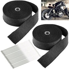 2x100ft Black Pipe Header Manifold Exhaust Heat Wrap Tape With Ties Motorcycle 2x100ft Black Pipe Header Manifold Exhaust Heat Wrap Tape With Ties Motorcycle