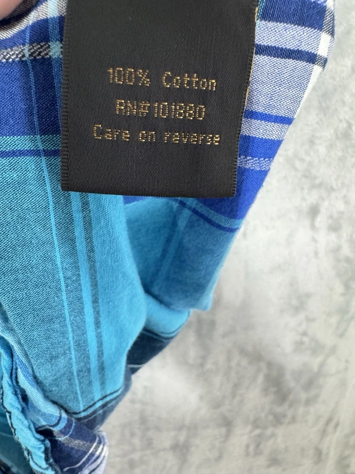 Camisa de hombre Helix a cuadros calce atlético manga corta abotonada azul multicolor XL Foto 4 de 4