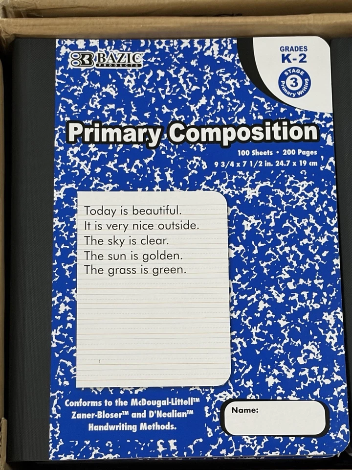 Libro de composición de diario primario BAZIC mármol azul grados K-2 (paquete de 10) Foto 2 de 4