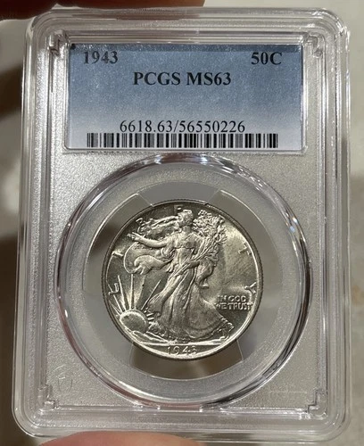 GRADED 1943 Walking Liberty Half Dollar PCGS MS63 Silver American Coin