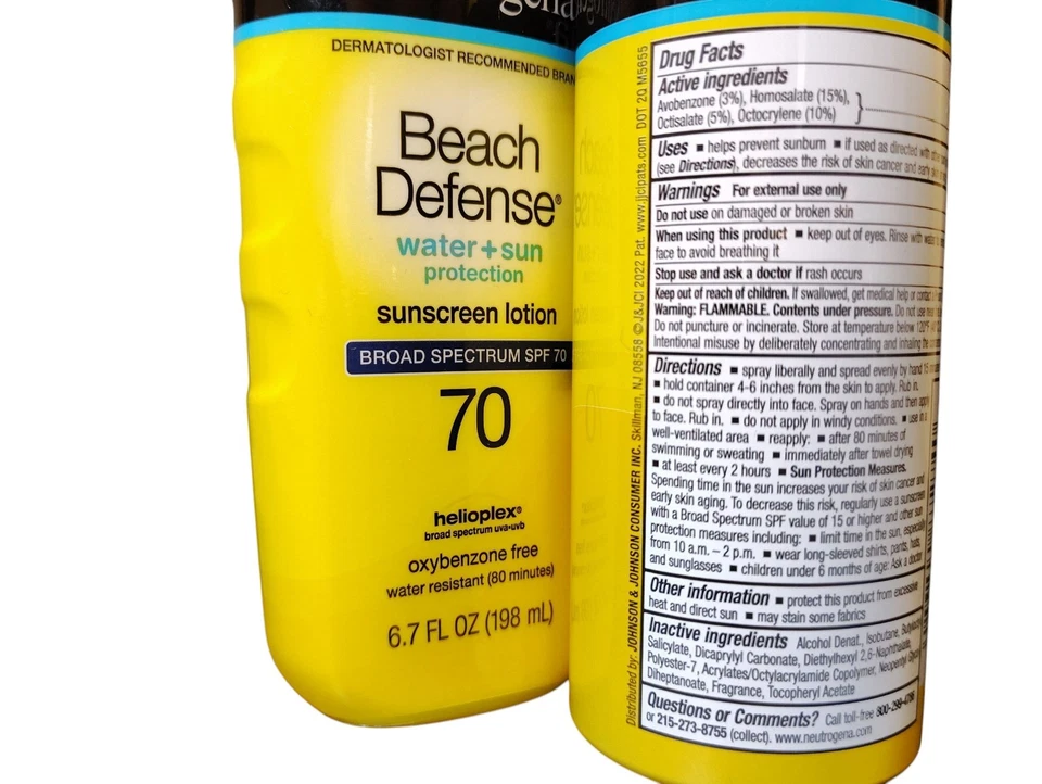 Neutrogena Beach Defense SPF 70 Protector Solar Loción y Spray Set - NUEVO Foto 3 de 4