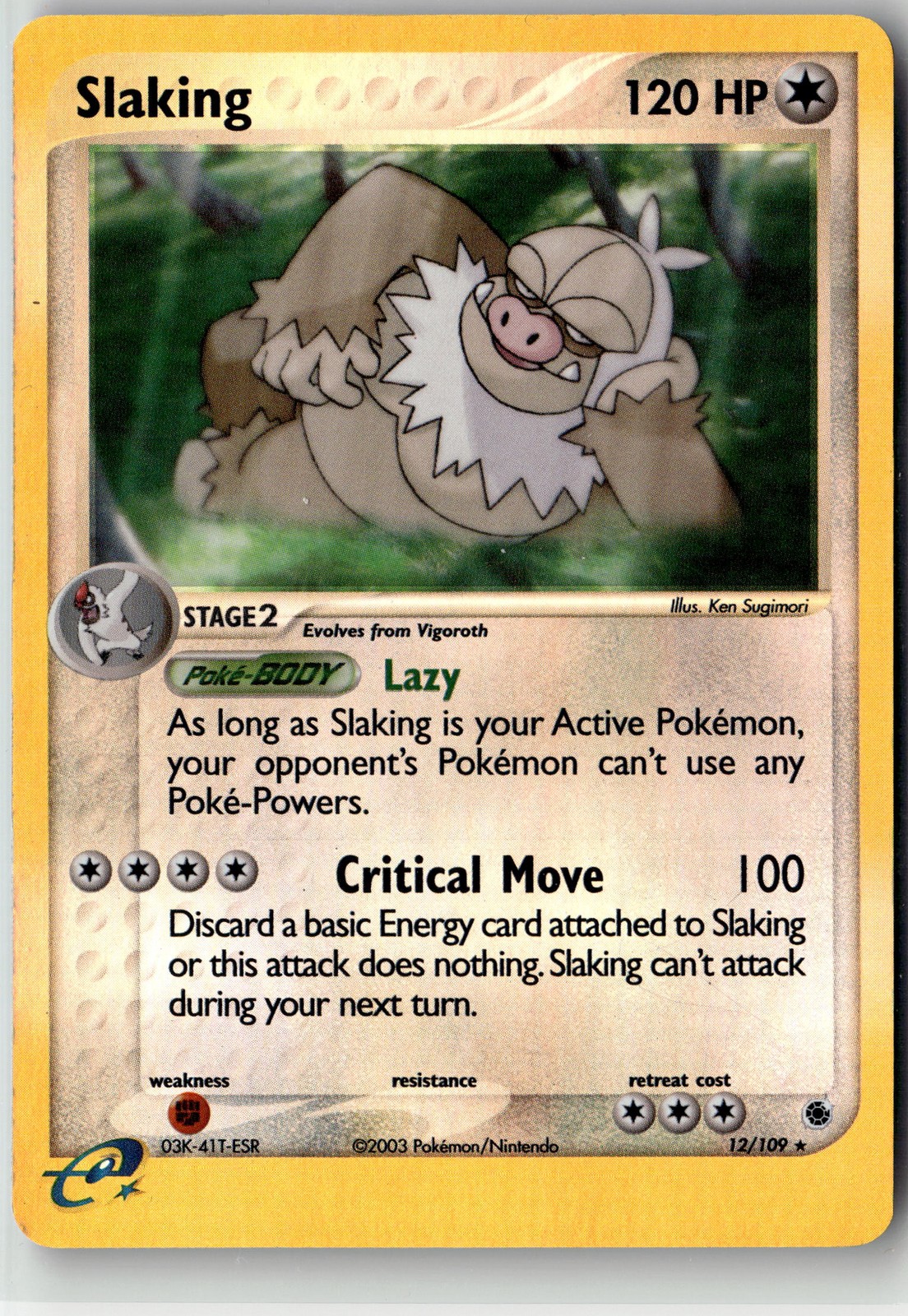 Slaking Holo Rare Reverse Holo Ruby and Sapphire 12/109 NM