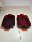 2 Vintage Anchor Hocking Royal Ruby Trays Set Depression Dish Lot