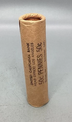 1962 D Lincoln Cent Penny - Roll Of 50 - Uncirculated - United California Bank