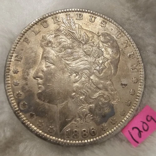 🔥Beautiful Golden Toned AU-BU 👀🔥1886 Morgan Silver Dollar 1209