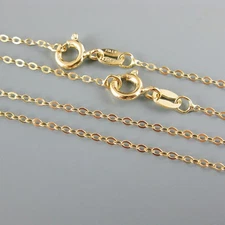 Gold over Sterling Silver Necklace-Cable Flat Oval Chain (18"-36")