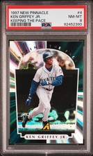 1997 NEW PINNACLE KEEPING THE PACE #4 KEN GRIFFEY JR. PSA 8