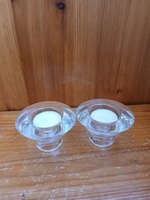 Candle/Tealight Holders x 2, M&K Hagberg Design, IKEA, Clear Glass, Reversible