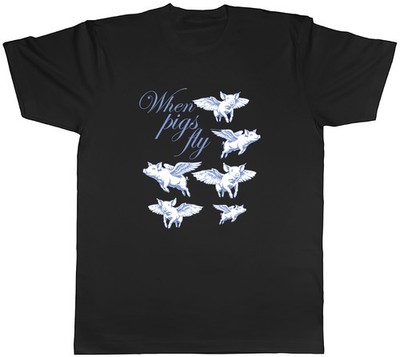 When Pigs Fly Renaissance Style Funny Mens T-Shirt Tee Gift Top