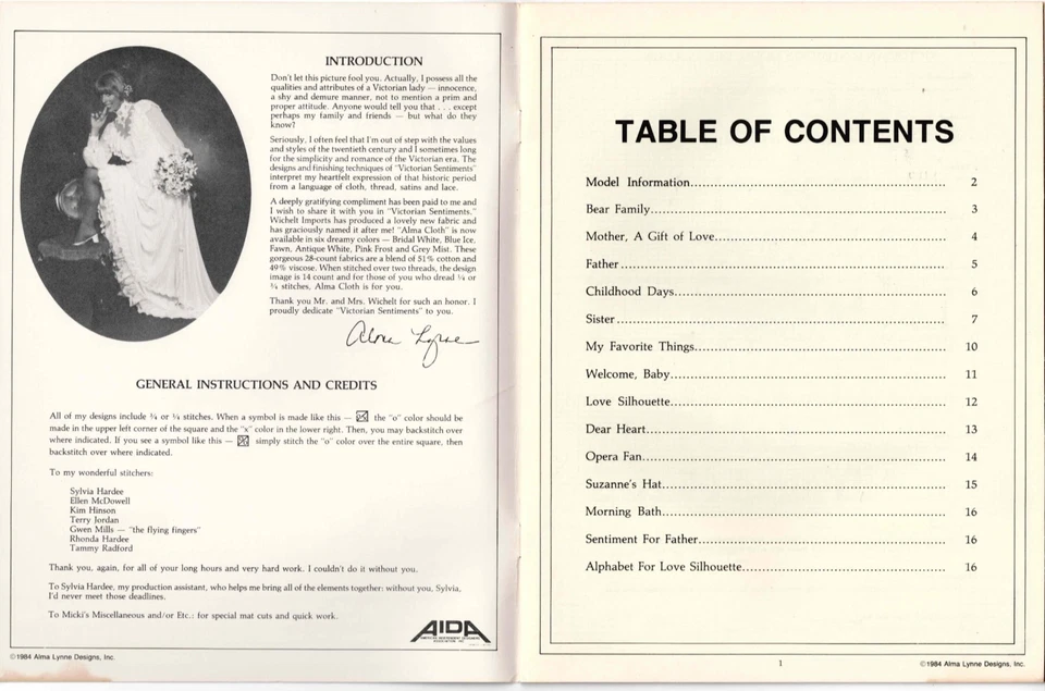 Victorian Sentiments Alma Lynne Cross Stitch Pattern Booklet 1984 VTG Hearts + - Image 2 of 3