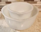 Vintage Sunbeam Mixmaster 2 Bowl Set Lg 19CJ Sm 20CJ Glasbake White Milk Glass