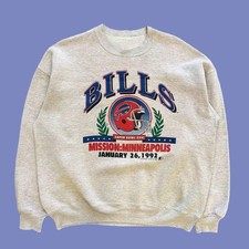90s Reprint Buffalo Bills NFL Football Team Ash Crewneck Sweatshirt AN64454