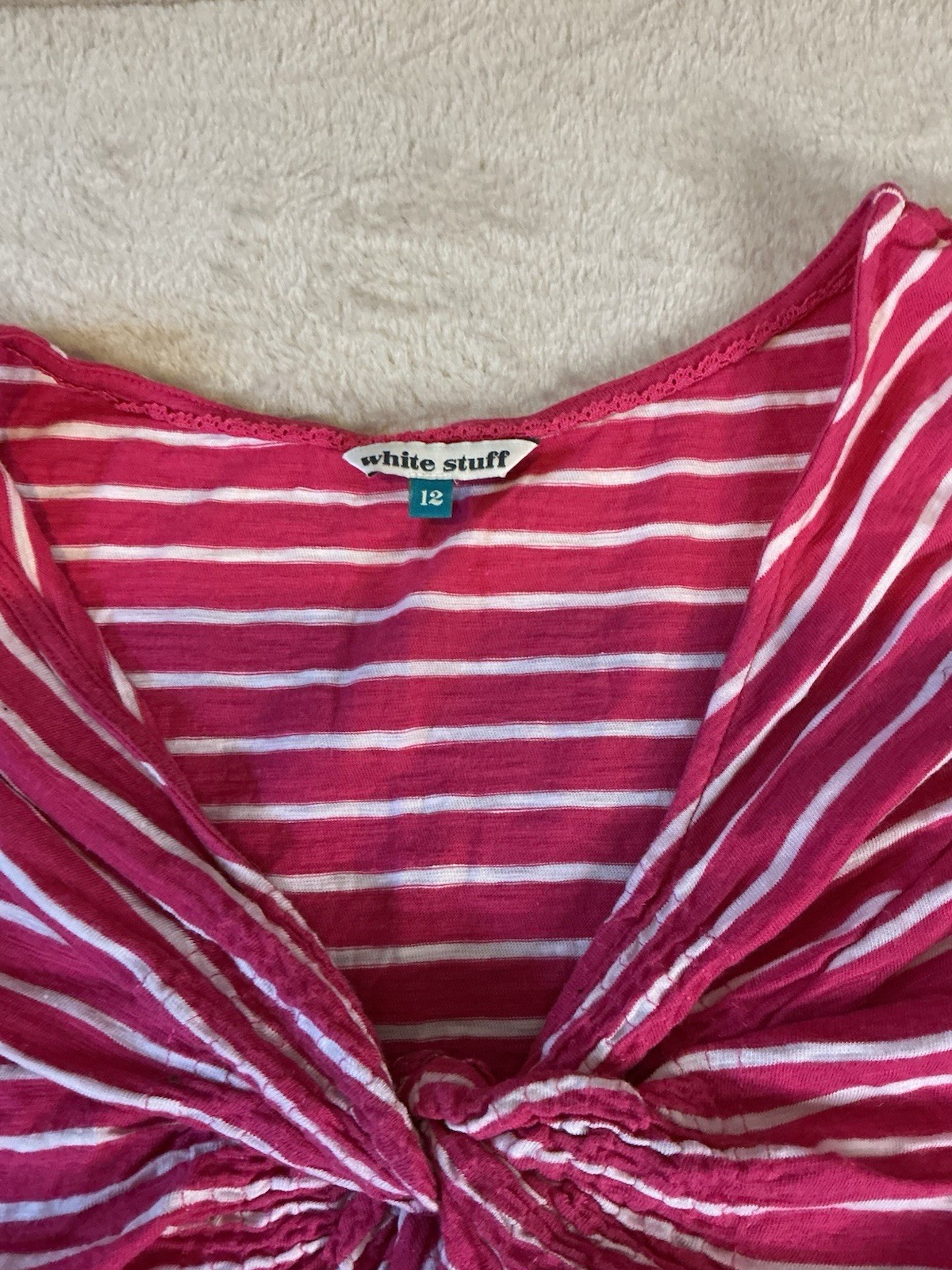 White Stuff Ladies Dress Striped Pink White Size 12 Summer  Holiday image 2