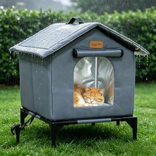 Elevated Outdoor Insulated Stray Cat Shelter Waterproof Winter Feral Cat House