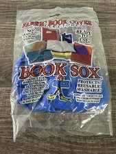 Book Sox Fabric Stretch Book Cover Blue Reusable Washable Made in USA New