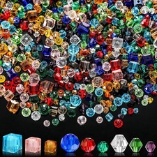 Nbagi 1000 Pieces Glass Beads 3 mm, 4 6 8 Blue,Green,Purple,Red